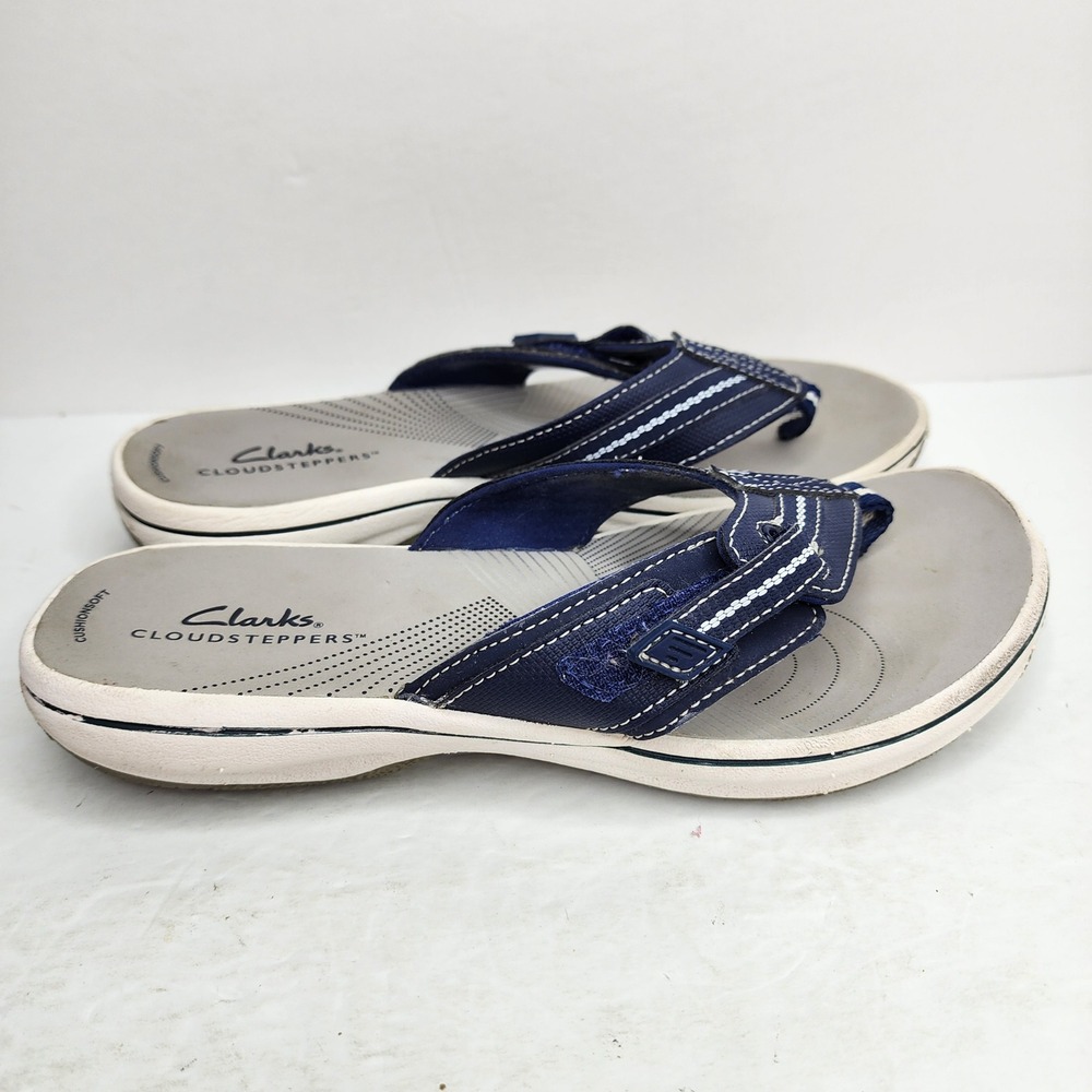 Clarks Cloudsteppers Breeze Sea Sandals Womens Size 7 Navy Blue Flip Flops 28635 - Picture 3 of 9